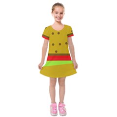 Hamburger Food Fast Food Burger Kids  Short Sleeve Velvet Dress