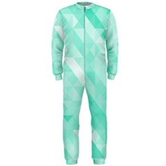 Bright Green Turquoise Geometric Background Onepiece Jumpsuit (men) 