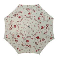 Pattern Hearts Kiss Love Lips Art Vector Golf Umbrellas by BangZart