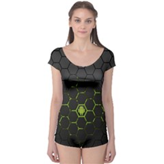 Green Android Honeycomb Gree Boyleg Leotard  by BangZart