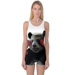Boxing Panda  One Piece Boyleg Swimsuit by Valentinaart