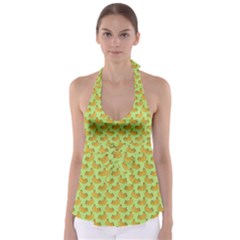 Green And Yellow Banana Bunch Pattern Babydoll Tankini Top by NorthernWhimsy