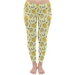 Yellow Beehives And Honey Pattern Classic Winter Leggings