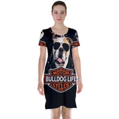 Bulldog Biker Short Sleeve Nightdress by Valentinaart