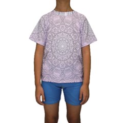 Pink Mandala Art  Kids  Short Sleeve Swimwear by paulaoliveiradesign