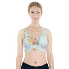 Watercolor Floral Blue Cute Butterfly Illustration Sports Bra With Pocket by paulaoliveiradesign