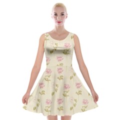 Floral Paper Illustration Girly Pink Pattern Velvet Skater Dress