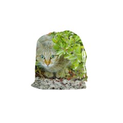 Hidden Domestic Cat With Alert Expression Drawstring Pouches (small)  by dflcprints