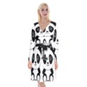 Bear Panda Bear Panda Animals Long Sleeve Velvet Front Wrap Dress View1