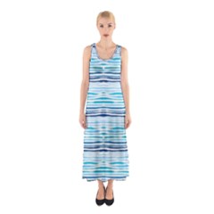 Watercolor Blue Abstract Summer Pattern Sleeveless Maxi Dress by TastefulDesigns