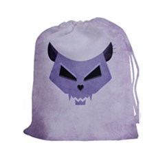 Purple Evil Cat Skull Drawstring Pouches (xxl) by CreaturesStore