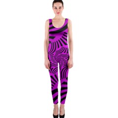 Black Spral Stripes Pink Onepiece Catsuit by designworld65