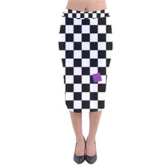 Dropout Purple Check Velvet Midi Pencil Skirt by designworld65