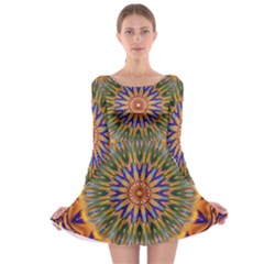 Powerful Mandala Long Sleeve Skater Dress