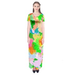 Colorful Summer Splash Short Sleeve Maxi Dress by designworld65