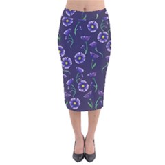 Floral Velvet Midi Pencil Skirt by BubbSnugg