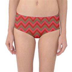 Background Retro Red Zigzag Mid-waist Bikini Bottoms