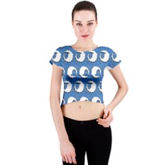 Sheep Pattern Wallpaper Vector Crew Neck Crop Top