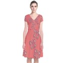 Butterfly Pink Pattern Wallpaper Short Sleeve Front Wrap Dress View1