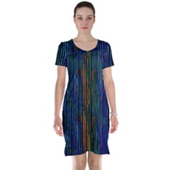 Stylish Colorful Strips Short Sleeve Nightdress by gatterwe