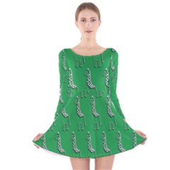 Giraffe Pattern Wallpaper Vector Long Sleeve Velvet Skater Dress by Nexatart