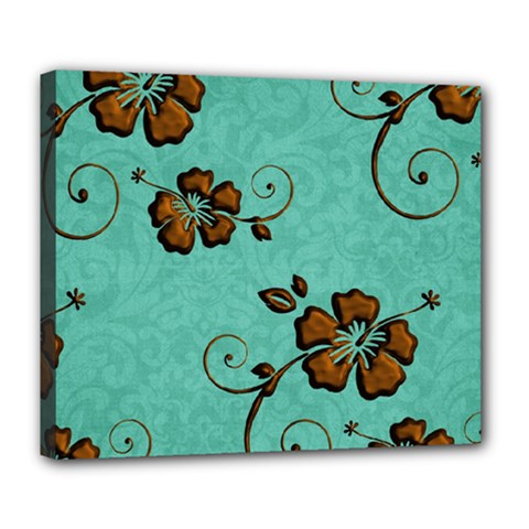 Chocolate Background Floral Pattern Deluxe Canvas 24  X 20  