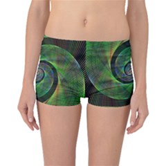 Green Spiral Fractal Wired Boyleg Bikini Bottoms by Nexatart