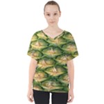 Pineapple Pattern V-Neck Dolman Drape Top