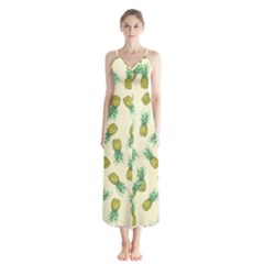 Pineapples Pattern Button Up Chiffon Maxi Dress by Valentinaart