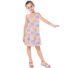 Light Pink & Blue Happy Sun Kids  Sleeveless Dress by PattyVilleDesigns