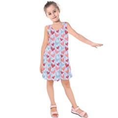 Light Blue Stripes & Hearts Kids  Sleeveless Dress by PattyVilleDesigns