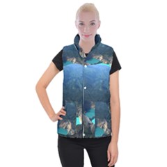Kelimutu Crater Lakes  Indonesia Women s Button Up Puffer Vest