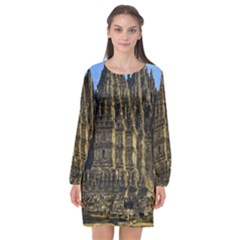 Prambanan Temple Long Sleeve Chiffon Shift Dress  by Nexatart