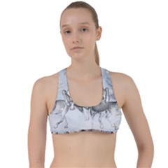 Awesome Running Horses In The Snow Criss Cross Racerback Sports Bra by FantasyWorld7