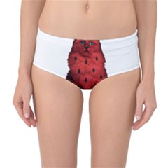 Watermelon Cat Mid-waist Bikini Bottoms by Valentinaart