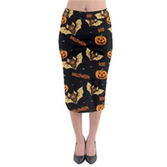 Bat, Pumpkin And Spider Pattern Midi Pencil Skirt by Valentinaart