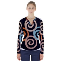 Abroad Spines Circle V-neck Long Sleeve Top by Mariart