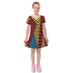 Door Pattern Line Abstract Illustration Waves Wave Chevron Red Blue Yellow Black Kids  Short Sleeve Velvet Dress by Mariart