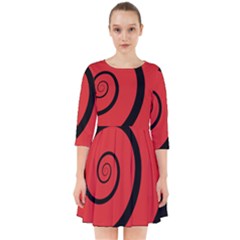 Double Spiral Thick Lines Black Red Smock Dress by Mariart