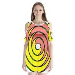 Double Spiral Thick Lines Circle Shoulder Cutout Velvet  One Piece by Mariart