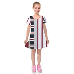 Line Streep Vertical Horizontal Kids  Short Sleeve Velvet Dress by Mariart
