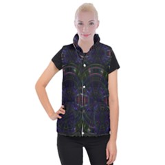 Psychic Color Circle Abstract Dark Rainbow Pattern Wallpaper Women s Button Up Puffer Vest by Mariart
