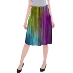 Rainbow Bubble Curtains Motion Background Space Midi Beach Skirt by Mariart