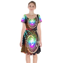 Space Star Planet Light Galaxy Moon Short Sleeve Bardot Dress by Mariart