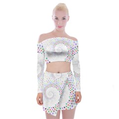 Prismatic Stars Whirlpool Circlr Rainbow Off Shoulder Top With Skirt Set by Mariart