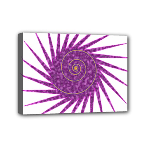 Spiral Purple Star Polka Mini Canvas 7  X 5  by Mariart