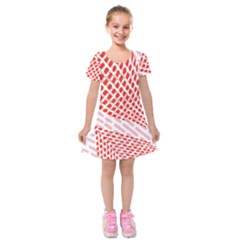 Waves Wave Learning Connection Polka Red Pink Chevron Kids  Short Sleeve Velvet Dress by Mariart