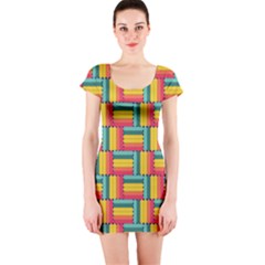 Soft Spheres Pattern Short Sleeve Bodycon Dress by linceazul