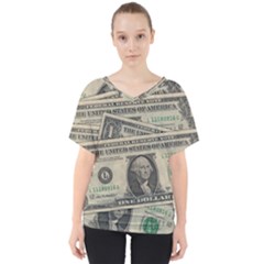 Dollar Currency Money Us Dollar V-neck Dolman Drape Top by Nexatart