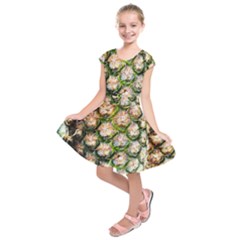 Pineapple Texture Macro Pattern Kids  Short Sleeve Dress